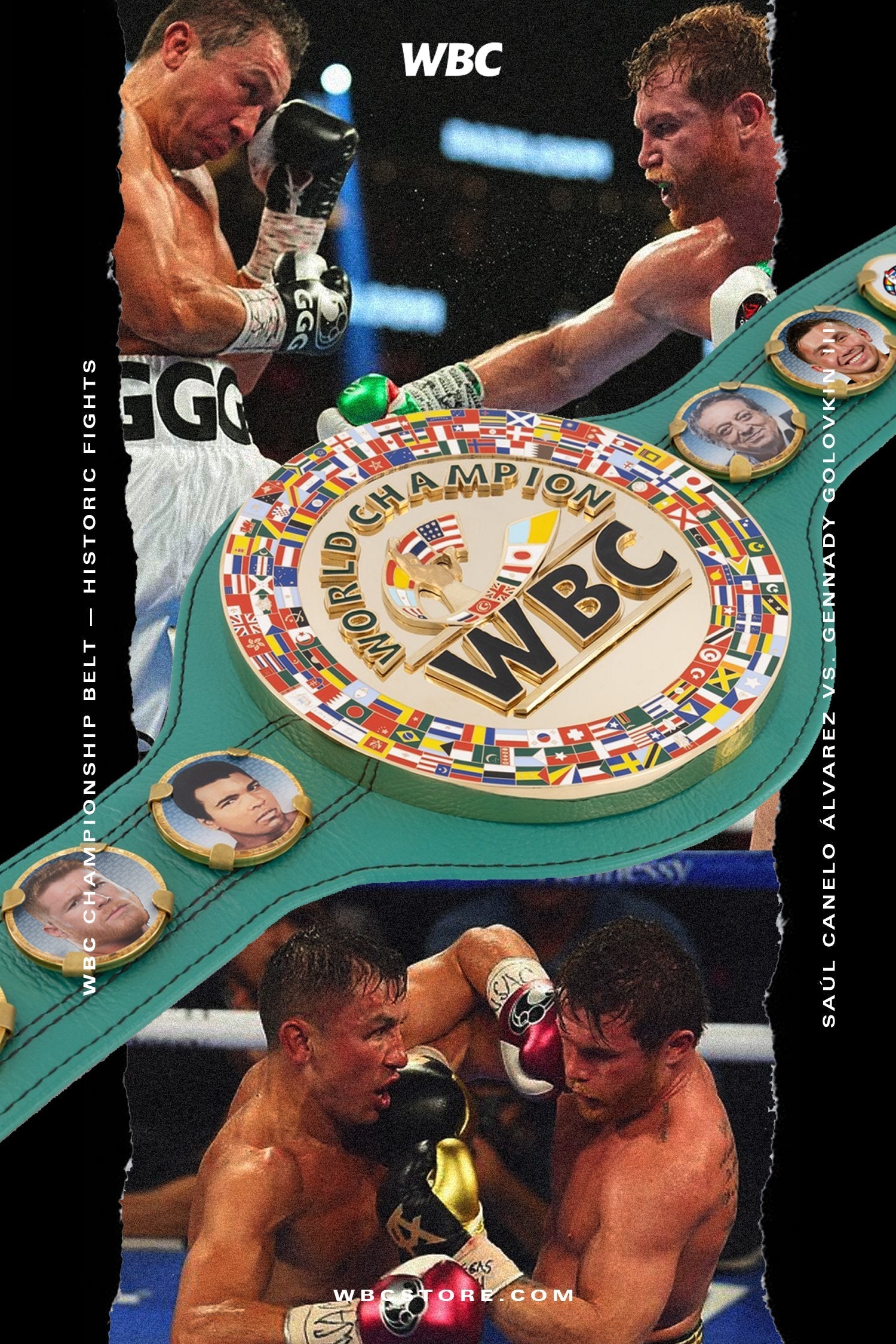 WBC Store Replica Belts WBC - Championship Belt  "Historic Fights"  Canelo Alvarez vs. Gennady Golovkin III