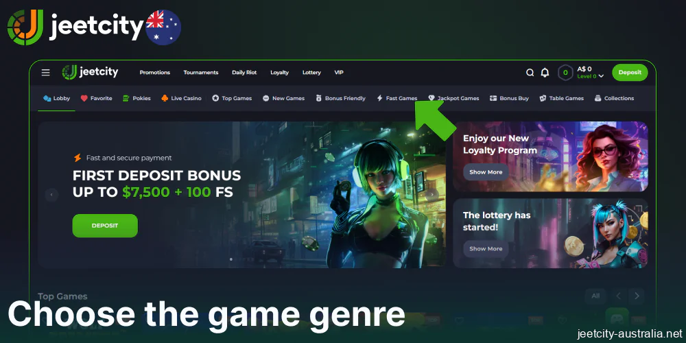 Choose the game genre on Jeetcity