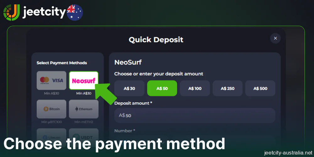 Choose the payment method on Jeetcity