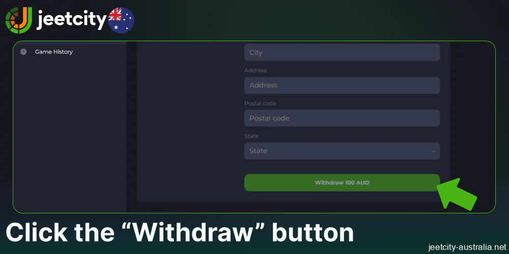 Click the Withdraw button on Jeetcity