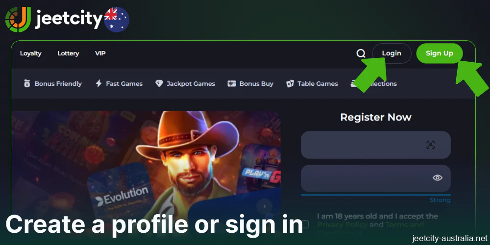 Create a profile or sign in on Jeetcity