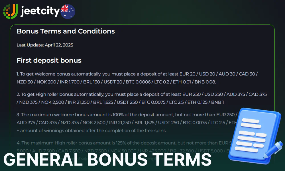 Jeetcity bonus terms and conditions in Australia