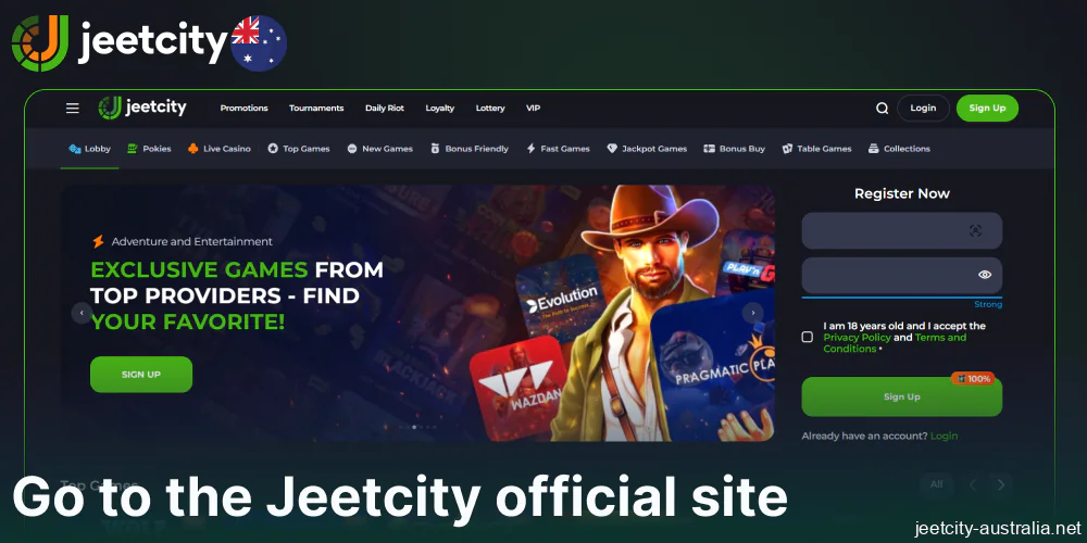 Go to the Jeetcity official site