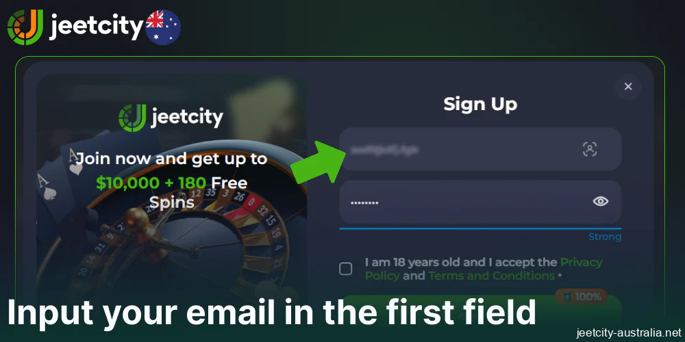 Input your email in the first field on Jeetcity