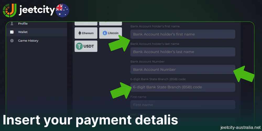 Insert your payment detalis on Jeetcity
