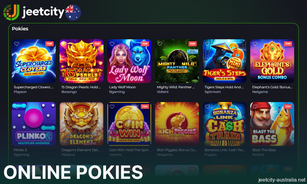 Online pokies availbale on Jeetcity for players from Australia