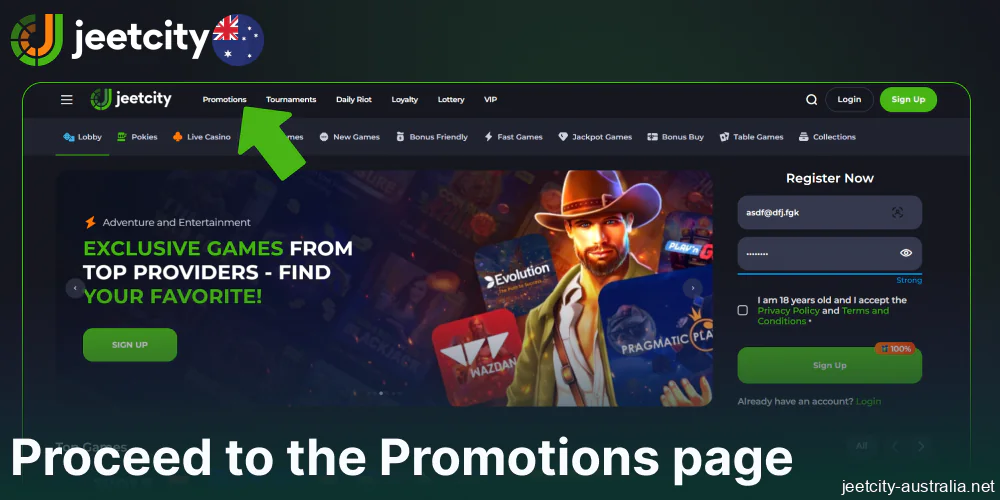 Proceed to the Promotions page on Jeetcity