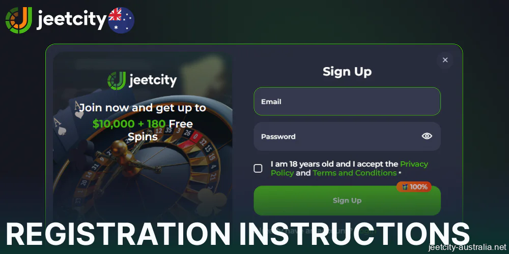 Guide for Australian players on registartion on Jeetcity casino