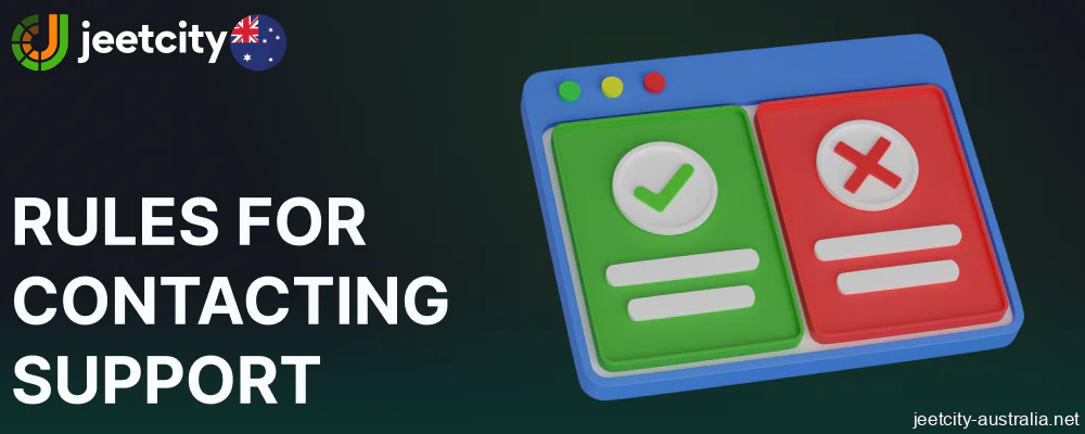 Rules for contacting support on Jeetcity casino for players from Australia