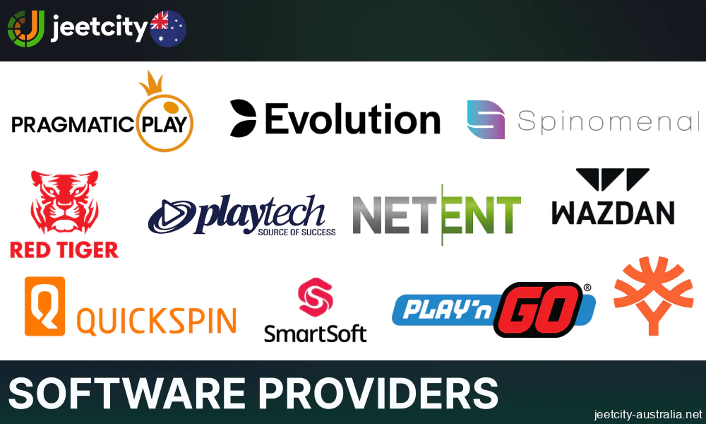 Software providers presented on Jeetcity casino Australia