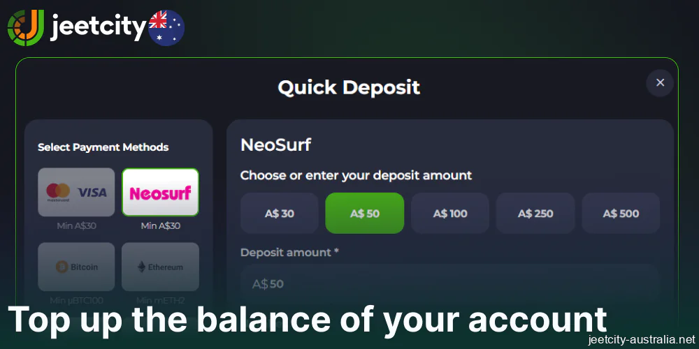 Top up the balance of your Jeetcity account